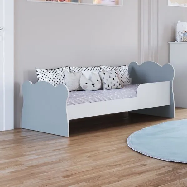 Mini Cama Infantil com Proteção Lateral 1590 Baby Branco/Azul