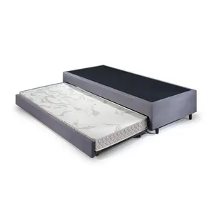 Bicama Solteiro 88x188x36cm Suede com Colchão Auxiliar D23 78x177x12cm Ecoline B&G Cinza