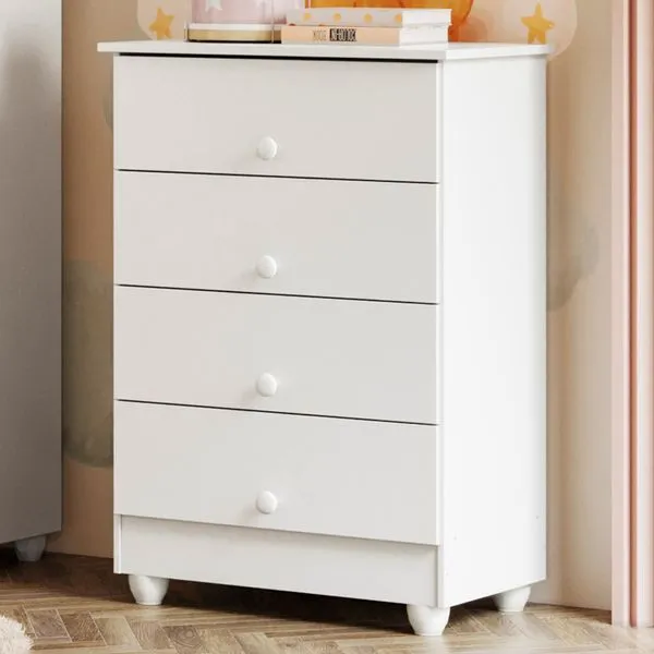 Cômoda de Bebê 100% MDF 4 Gavetas Soft Life Branco