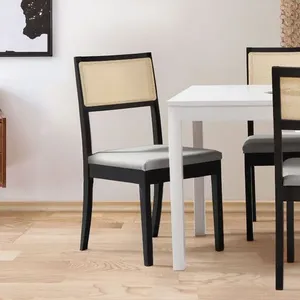 Cadeira Madeira Maciça Tiê CabeCasa MadeiraOriginals Preto/Cinza