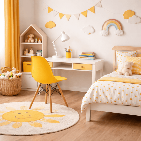 Conjunto 6 Cadeiras Infantis Base Madeira sem Braço Eiffel Amarelo
