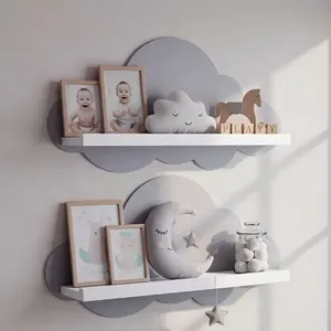Kit 2 Prateleiras para Quarto Infantil Nuvem Branco/Cinza Branco / Cinza