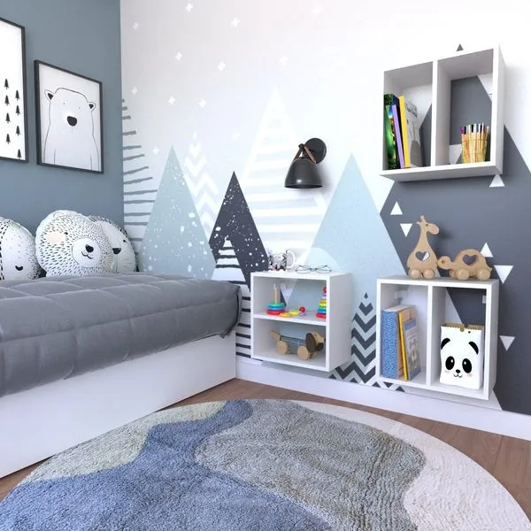 Conjunto 3 Nichos Prateleira para Quarto Infantil Branco