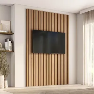 Painel Ripado para TV até 65 Polegadas 160cmx250cm Aruá CabeCasa MadeiraOriginals Marrom Jatobá Jatoba