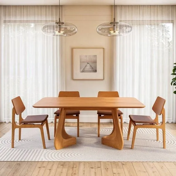 Kit Mesa de Jantar Paineira 180cm e 4 Cadeiras Jandaia CabeCasa MadeiraOriginals Caramelo/Amêndoa