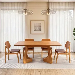 Kit Mesa de Jantar Paineira 180cm e 4 Cadeiras Jandaia CabeCasa MadeiraOriginals Caramelo/Amêndoa