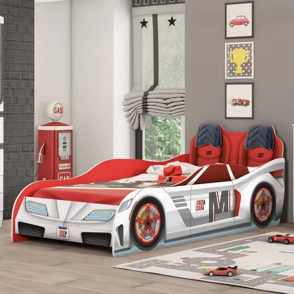 Cama Infantil 207 x 93 x 82cm Fast Car Branco