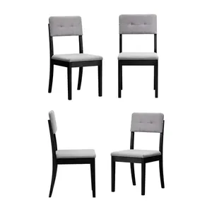Kit 4 Cadeiras Estofadas Tiê CabeCasa MadeiraOriginals Preto/Cinza