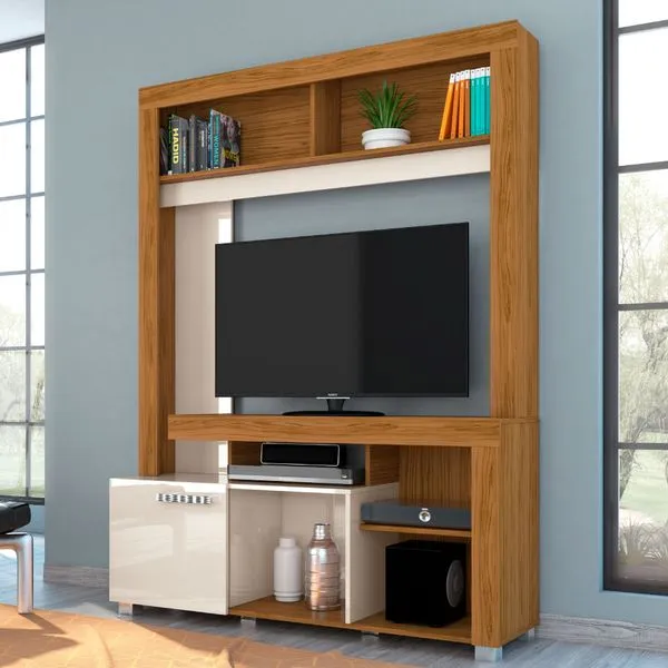 Rack com Painel Flávia p/TV de até 50" - Off White/Natural