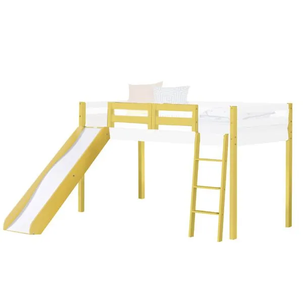 Kit Elevação Tobogã Escada Grades Amarelo para Cama Prime - Casatema