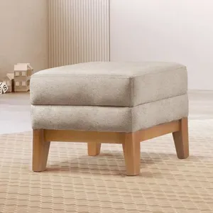 Puff Retangular para Sala Áquila Linho Bege Bege