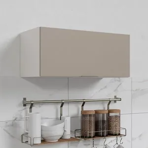 Armário Aéreo Porta Basculante 80cm Puxador 150cm Ipanema CabeCasa MadeiraOriginals Fendi Trama/Branco