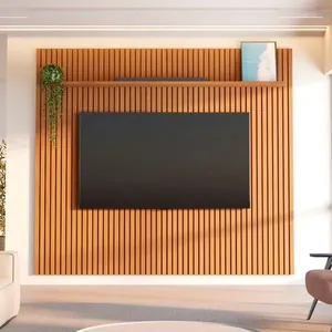 Painel Ripado para TV até 85 Polegadas 100% MDF 230,5cmx250cm Aloe CabeCasa MadeiraOriginals Bege Nature Nature