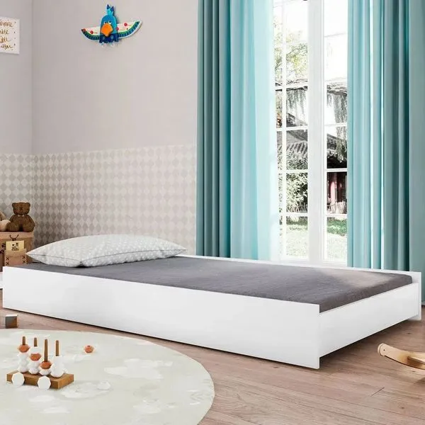 Cama Auxiliar Infantil com Rodízios Branco