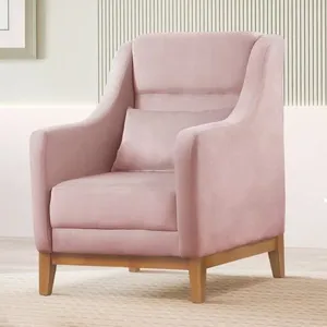 Poltrona Encosto Alto Veludo Áquila Rosa Rosa