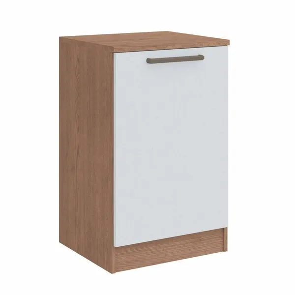 Cômoda Módulo Inferior 1 Porta Requinte 100% MDF Macadâmia/Branco Line