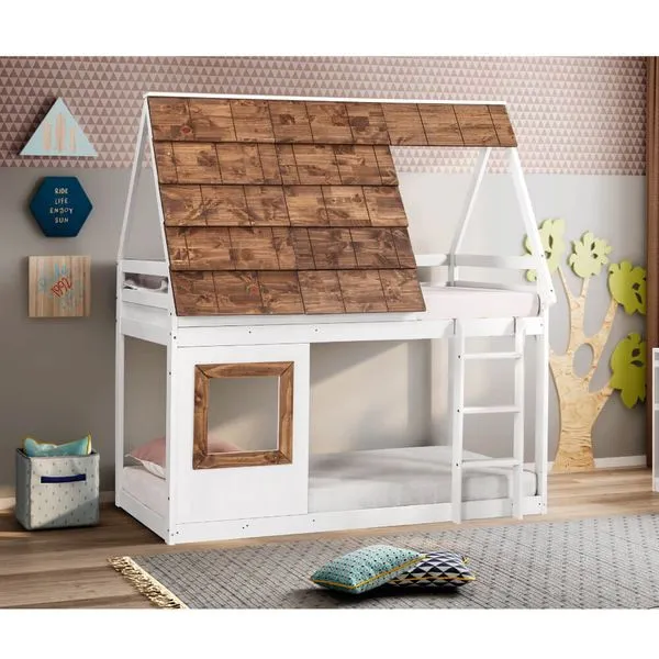 Beliche Montessoriana Cabana Noopy com Telhado Branco/Cera - Casatema