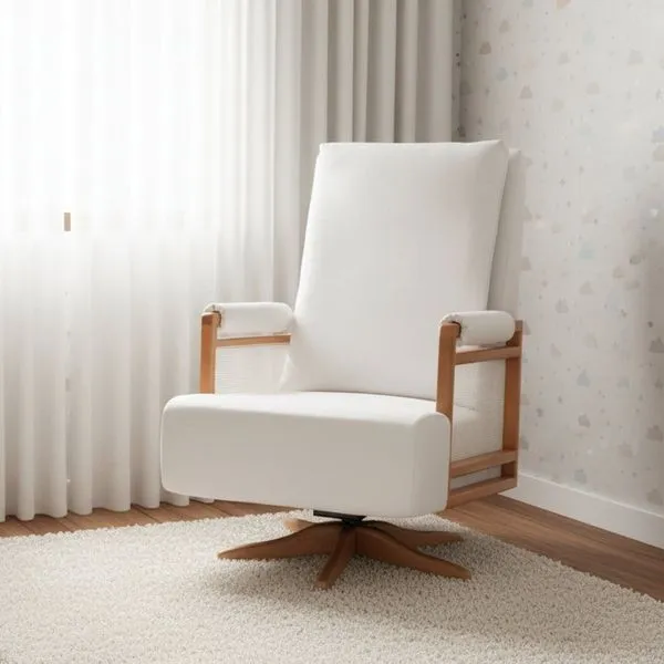 Poltrona de Amamentação Giratória e Balanço Mila Bege Off White Off White