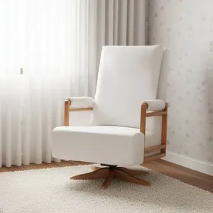 Poltrona de Amamentação Giratória e Balanço Mila Bege Off White Off White