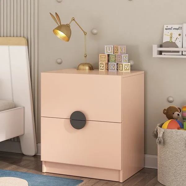 Mesa de Cabeceira Infantil com 2 Gavetas Joy Kids CabeCasa MadeiraOriginals Salmão