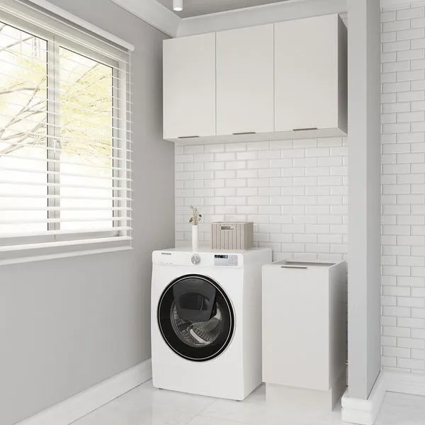 Lavanderia Modulada 2 Peças sem Tampo com Rodapé Ipanema CabeCasa MadeiraOriginals Branco