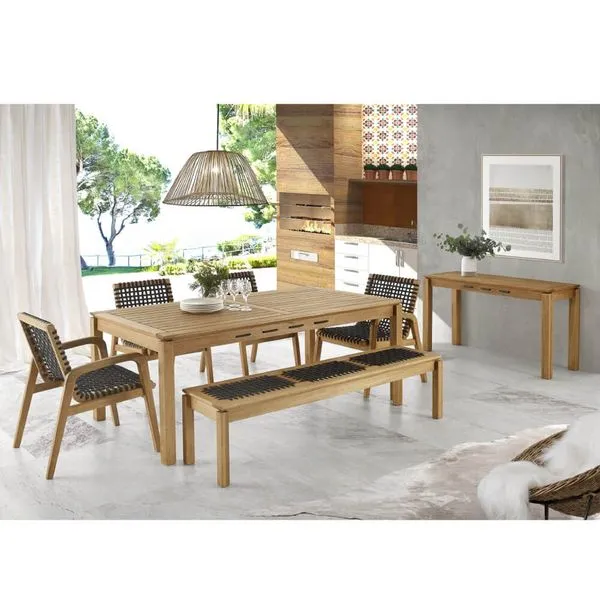 Kit para Sala de Jantar c/Mesa 180 cm/4 Cadeiras/Banco/Aparador Eucalipto - Jatobá
