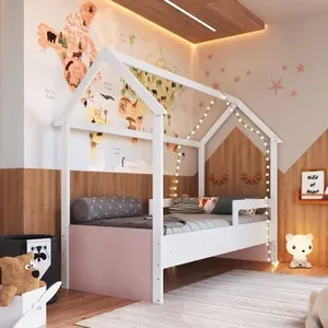Cama Infantil Montessoriana 1 Colchão Branco/Rosa
