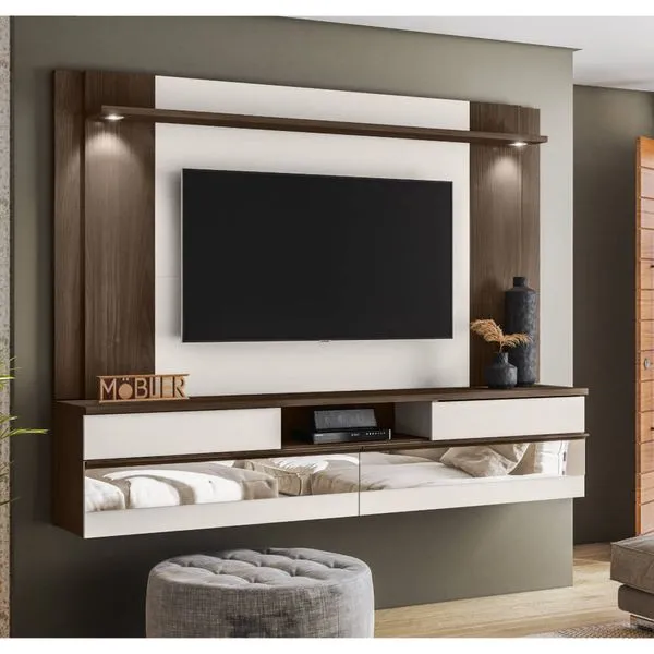 Rack Suspenso Chamonix para TV de até 75" - Castanho/Off White