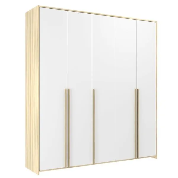 Guarda-roupa Infantil Mdf 5 Portas Modulados Branco/Nature