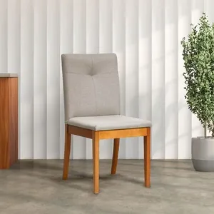 Kit 6 Cadeiras Estofadas Tiê Maxx CabeCasa MadeiraOriginals Amendoa/Bege claro