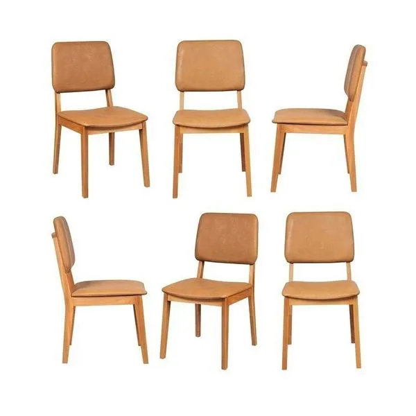 Kit 6 Cadeiras Estofadas Miriti CabeCasa MadeiraOriginals Caramelo