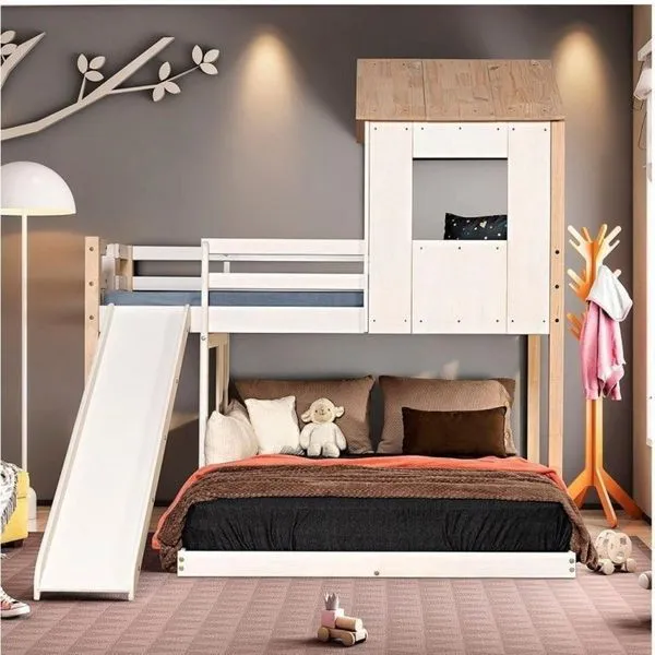 Beliche Casal Montessoriano Family com Escorregador Casatema Natural/Branco