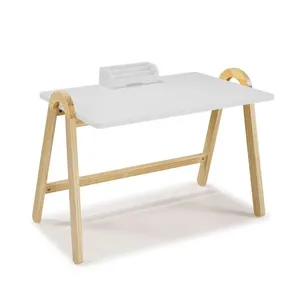 Escrivaninha com Porta Objetos Ringo - Natural/ Laca Branco