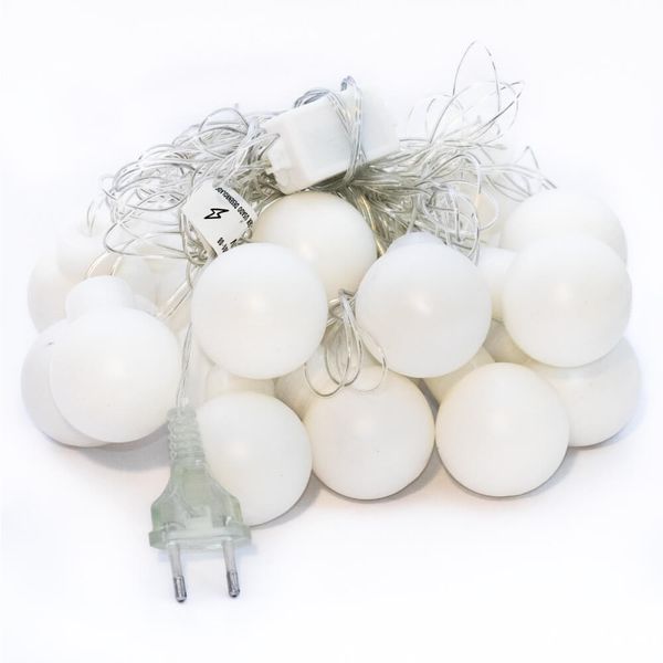 Cordão Fio de Luz com 20 Bolinhas - Branco Quente