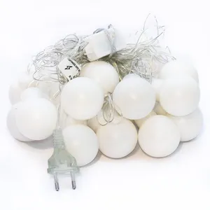 Cordão Fio de Luz com 20 Bolinhas - Branco Quente