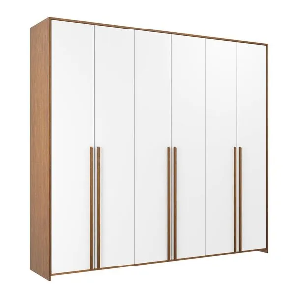 Guarda-roupa de Bebê Mdf 6 Portas Modulados Branco/Mel