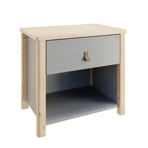 Mesa de Cabeceira 1 Gaveta Íris CabeCasa MadeiraOriginals Cinza Cinza