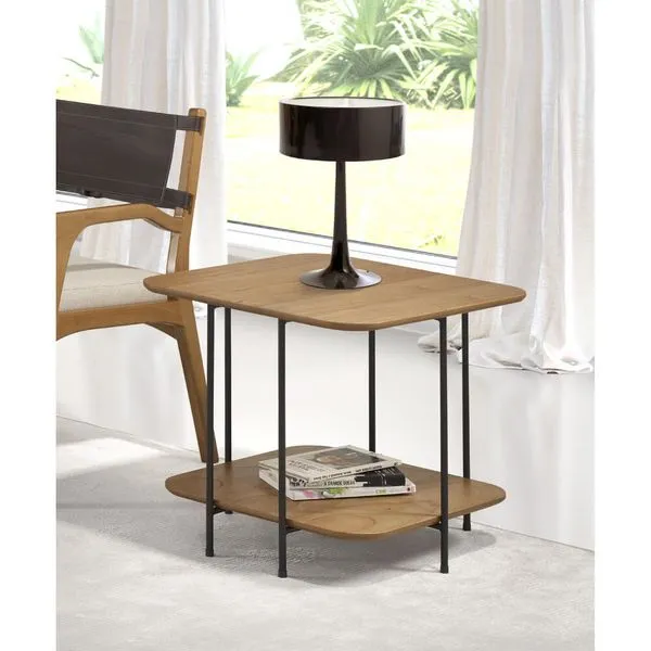 Mesa de Apoio Industrial 52 cm - Amêndoa/Preto