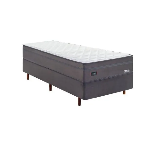 Cama Box Solteiro Molas 88x188cm Multispiral Otawa Mannes Cinza