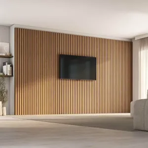 Painel Ripado para TV até 86 Polegadas 400cmx250cm Aruá CabeCasa MadeiraOriginals Marrom Jatobá Jatoba