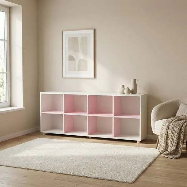 Nicho Organizador 8 Nichos Branco/Rosa Branco