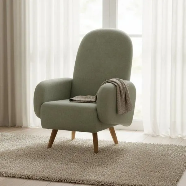 Poltrona de Amamentação Bouclé Wave Verde Claro Verde Claro