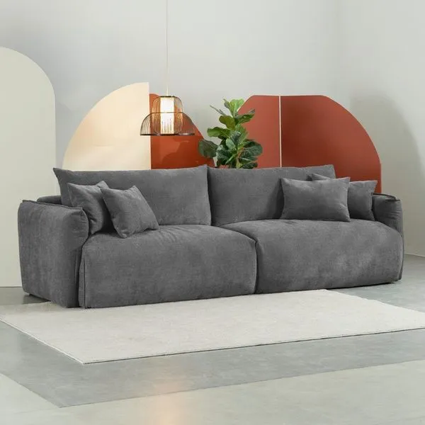 Sofá 2 Lugares 280cm Comfy CabeCasa MadeiraOriginals Cinza Grafite Grafite