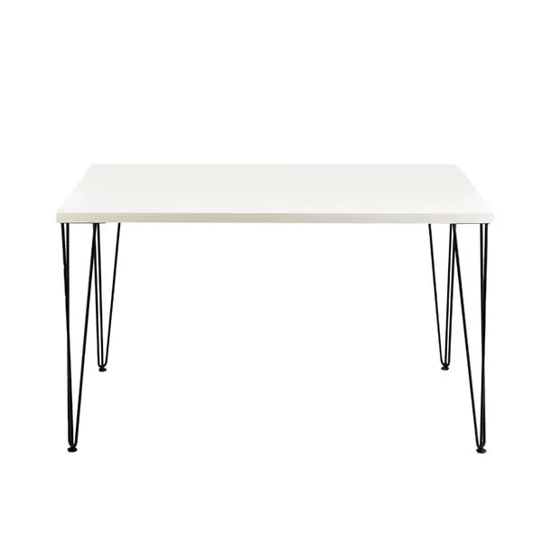 Mesa de Jantar Retangular Industrial 130 cm c/Pés Hairpin - Branco