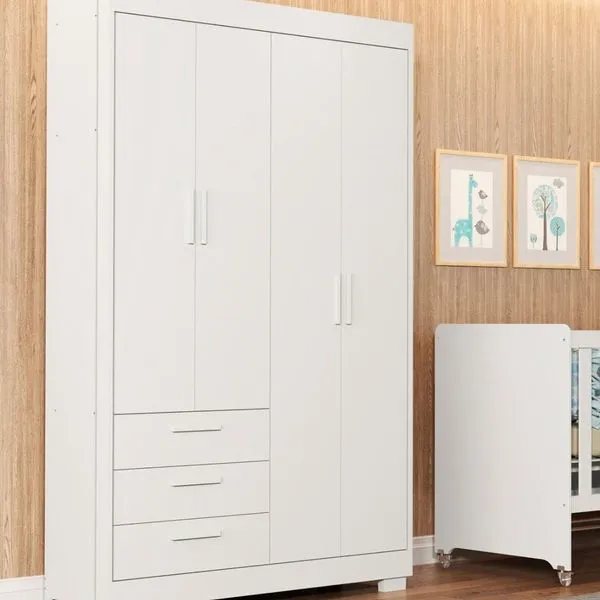 Guarda-roupa para Quarto de Bebê Zaki Branco Fosco