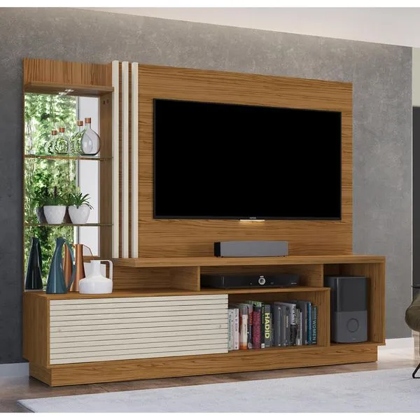 Rack com Painel Frizz Plus para TV 60" - Off White/Natural