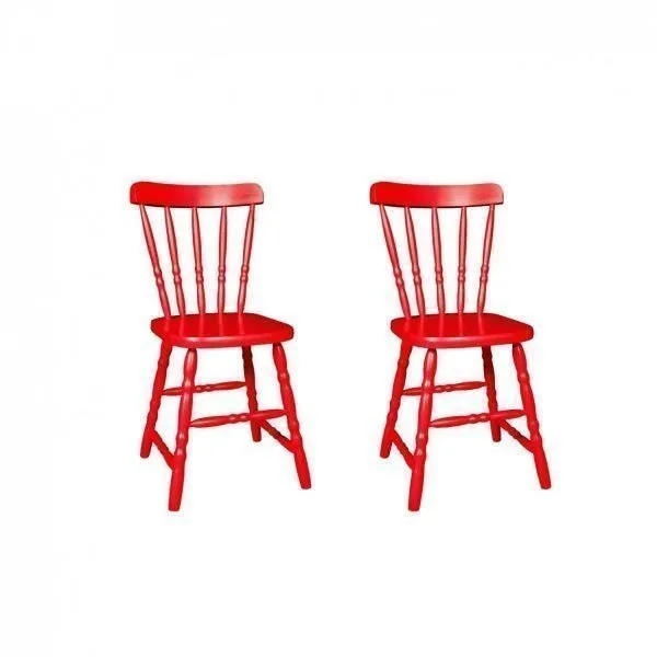 Kit 2 Cadeiras Madeira Maciça Country Vermelho