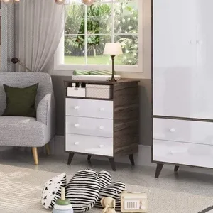 Cômoda Infantil 3 Gavetas Retrô 2041 Carvalho/Branco
