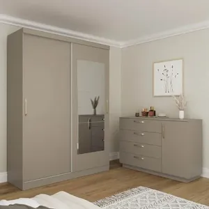 Kit Guarda Roupas 2 Portas e Cômoda Araçá CabeCasa MadeiraOriginals Fendi