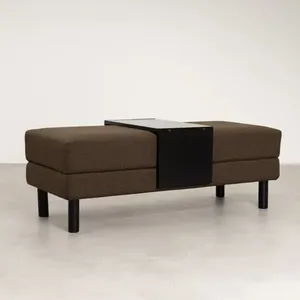Conjunto Puff Baú 120cm e Bandeja Antúrio CabeCasa MadeiraOriginals Marrom Marrom/Preto